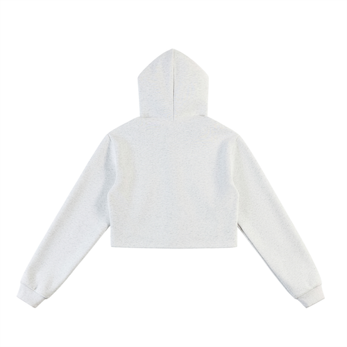 Essential Cropped (Fossil) Zip-Up Hoodie