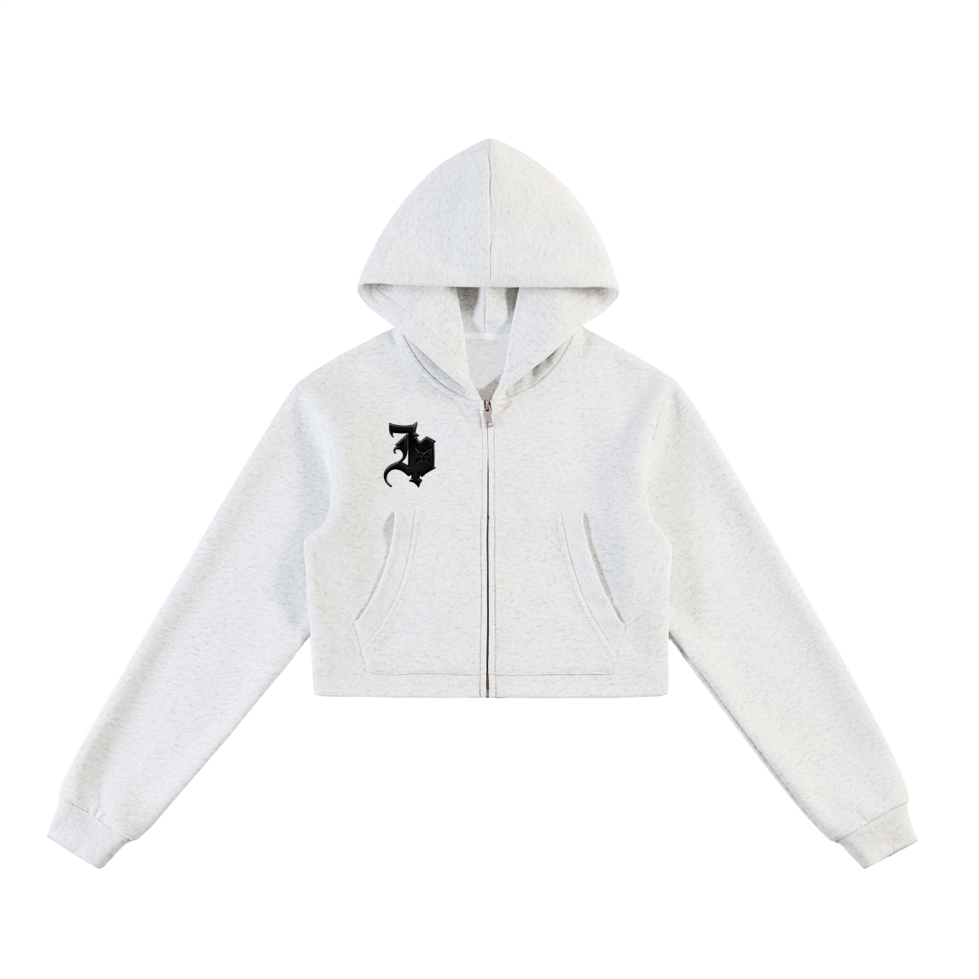 Essential Cropped (Fossil) Zip-Up Hoodie