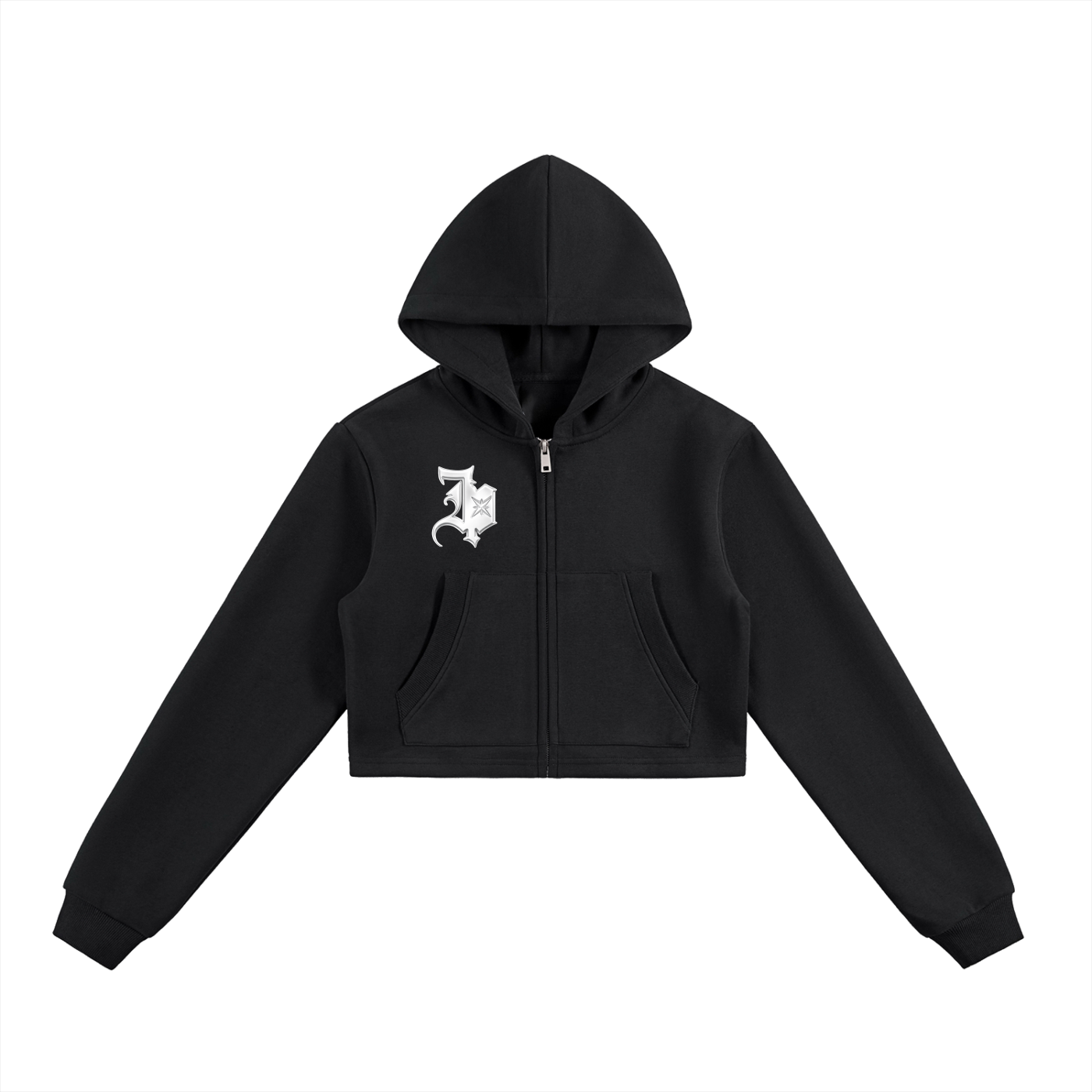 Essential Cropped (Onyx)  Zip-Up Hoodie