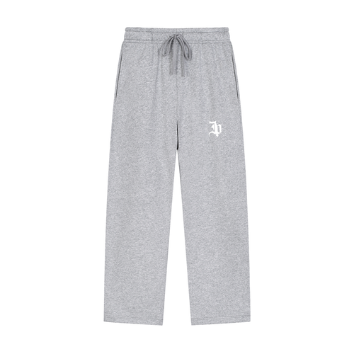 Flower Grey Straight-Leg Sweatpants
