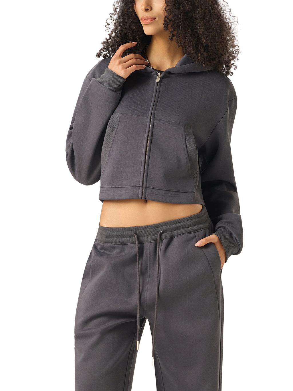 Essential Cropped (Olympic) Zip-Up Hoodie