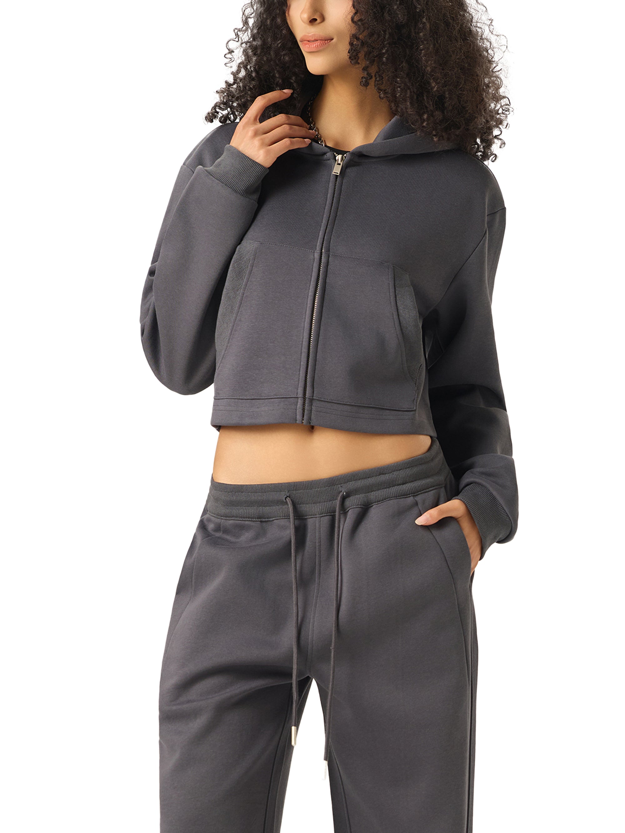 Essential Cropped (Olympic) Zip-Up Hoodie