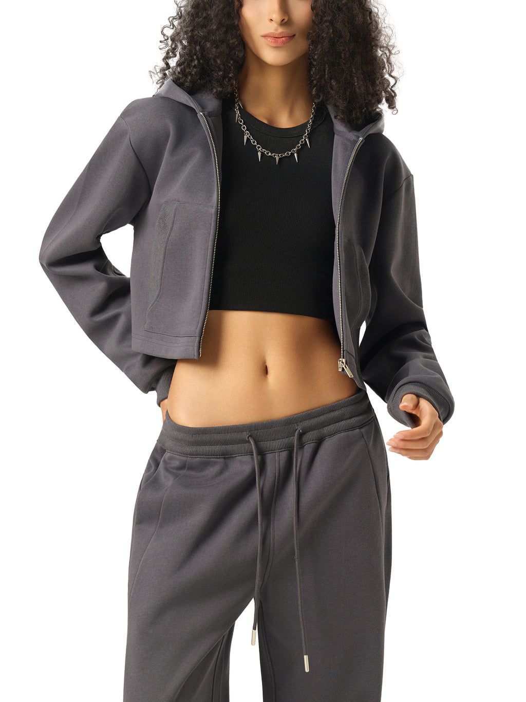 Essential Cropped (Olympic) Zip-Up Hoodie